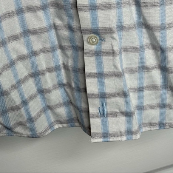 Johnnie O Shirt Mens medium Blue Plaid Button Up Top‎ Shelf Casual Preppy - Picture 3 of 7